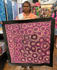 #14 Bush Medicine Leaves (Magenta) - CAROLINE NUMINA Aboriginal Art:  87cm x 92cm