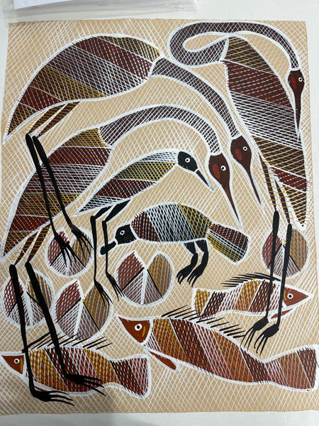 #168 Billabong Dreaming - EDDIE BLITNER : Aboriginal Art :37x46cm