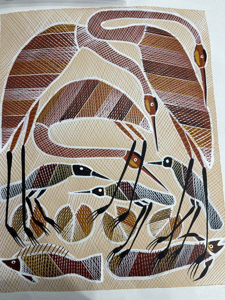 #68 Billabong Dreaming - EDDIE BLITNER : Aboriginal Art :35x45cm