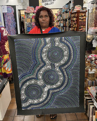 #322 Waterhole Dreaming (Blues) - SELINA NUMINA Aboriginal Art:  77cm x 93cm