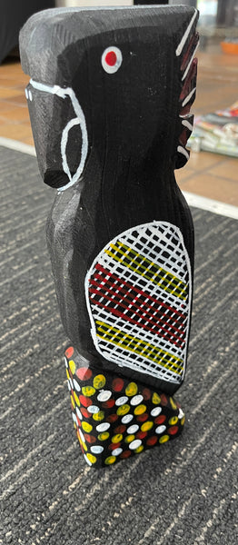 #220 Black Cockatoo- KENNY REID: Aboriginal Art: 32x9x5cm