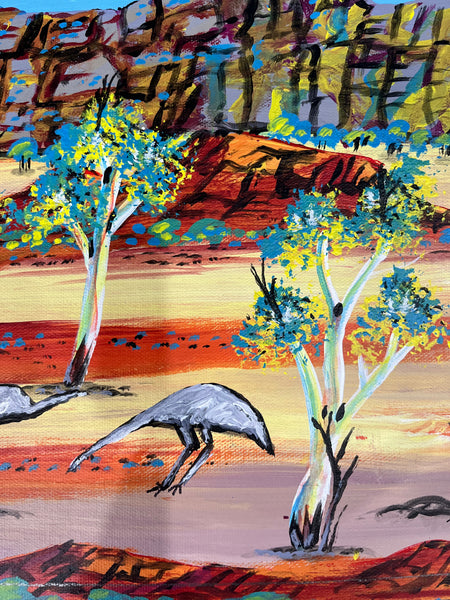 #45 Ghost Gums at Alice Springs  - REGGIE SULTAN Desert Art:  95cm x 47cm
