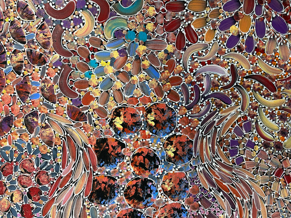 #1 Bush Yam Dreaming (Pastels) - RACHAEL NAMBULA: Aboriginal Art:   70cm x 200cm