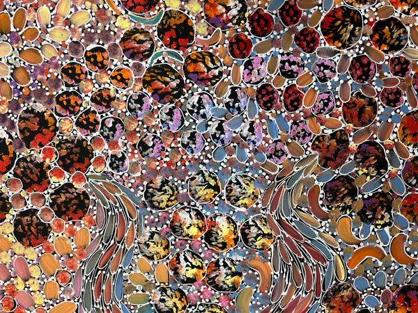 #1 Bush Yam Dreaming (Pastels) - RACHAEL NAMBULA: Aboriginal Art:   70cm x 200cm