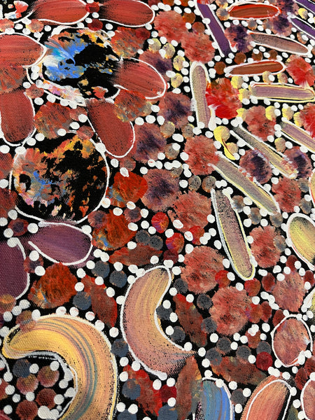 #1 Bush Yam Dreaming (Pastels) - RACHAEL NAMBULA: Aboriginal Art:   70cm x 200cm