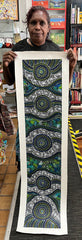 #241 Waterholes & Bush Medicine Leaves (Blues/Greens) - SELINA NUMINA Aboriginal Art:  30cm X 140cm