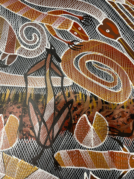 #82 Billabong Spirits Dreaming - EDDIE BLITNER : Aboriginal Art : 145x92cm