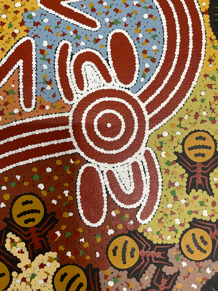 #259 Bush Tucker Dreaming - JONATHAN HOCKLEY - Aboriginal Art: 105x59cm