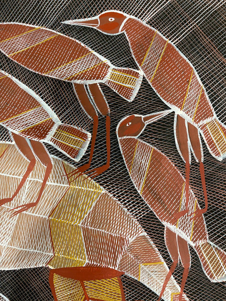 #346 Pelican Dreaming - EDDIE BLITNER : Aboriginal Art : 93x140cm