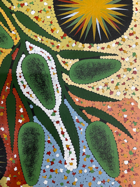 #272 Women Collecting Bush Tucker - JONATHAN HOCKLEY - Aboriginal Art: 93x33cm