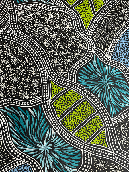 #330 My Dreamtime Stories (Multi)- SHARON NUMINA : Aboriginal Art: 95x110cm