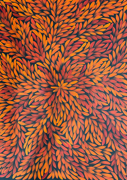 #139 Bush Medicine Leaves (Red) - JACINTA NUMINA : Aboriginal Art: 70x95cm