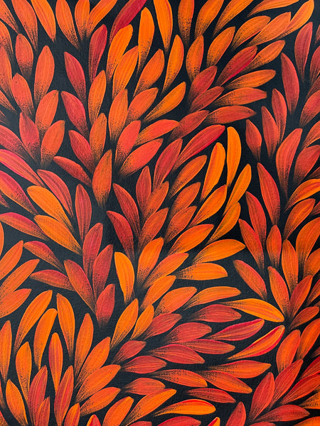 #139 Bush Medicine Leaves (Red) - JACINTA NUMINA : Aboriginal Art: 70x95cm