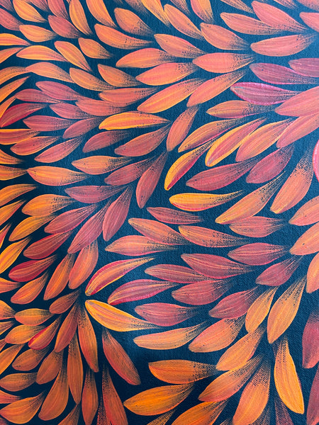 #139 Bush Medicine Leaves (Red) - JACINTA NUMINA : Aboriginal Art: 70x95cm