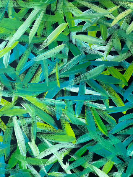 #374 Spinifex Grass (Greens)- LOUISE NUMINA : Aboriginal Art: 134x94cm