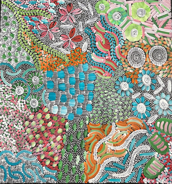 #31 Women's Ceremony (Multi) - KAREN BIRD NGALE Aboriginal Art:  90cm x 93cm