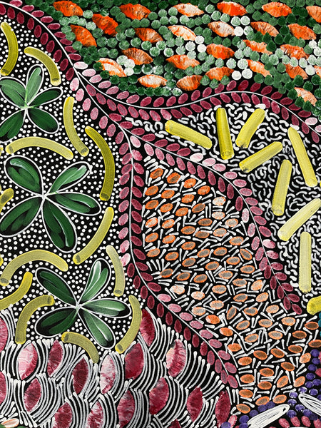 #395 Women's Ceremony (Multi) - KAREN BIRD NGALE Aboriginal Art:  90cm x 93cm