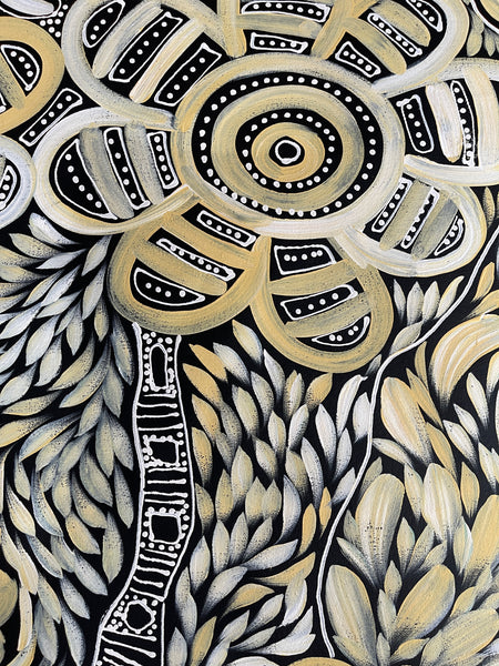#379 My Dreamtime Stories (Yellow)- LOUISE NUMINA : Aboriginal Art: 143x95cm
