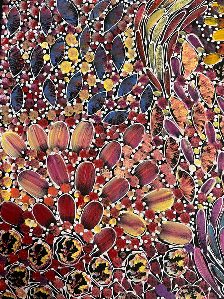 #99 Bush Yam Dreaming (Multi)- RACHAEL NAMBULA Aboriginal Art:  73cm x 100cm
