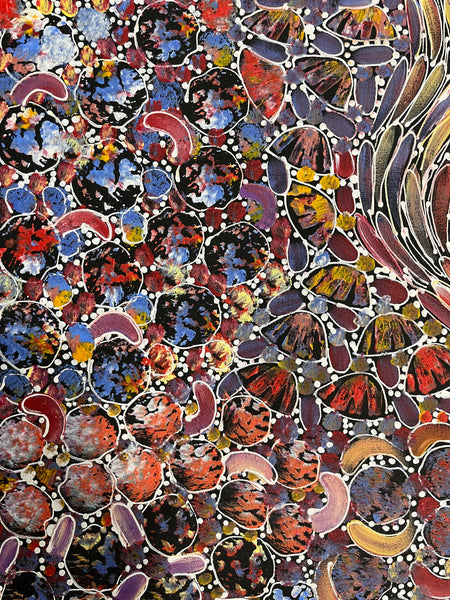 #231 Bush Yam Dreaming (Multi)- RACHAEL NAMBULA Aboriginal Art:  72cm x 99cm