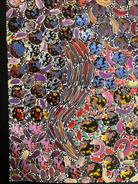 #231 Bush Yam Dreaming (Multi)- RACHAEL NAMBULA Aboriginal Art:  72cm x 99cm