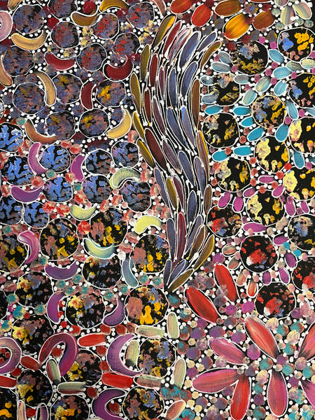 #231 Bush Yam Dreaming (Multi)- RACHAEL NAMBULA Aboriginal Art:  72cm x 99cm