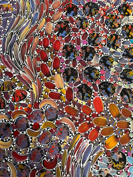 #231 Bush Yam Dreaming (Multi)- RACHAEL NAMBULA Aboriginal Art:  72cm x 99cm