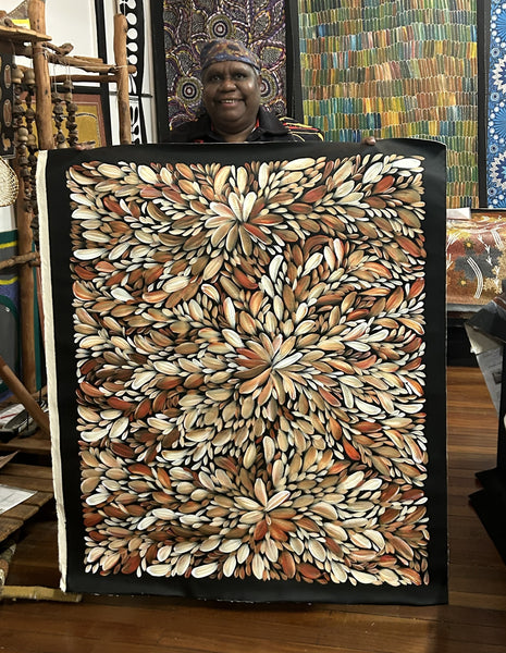 #254 Bush Medicine Leaves  (Earth) - LOUISE NUMINA Aboriginal Art:  98cm 118cm