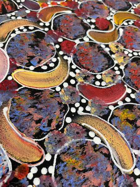 #231 Bush Yam Dreaming (Multi)- RACHAEL NAMBULA Aboriginal Art:  72cm x 99cm