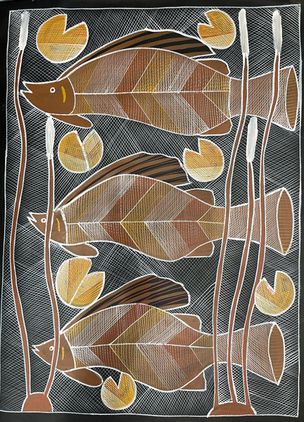 #10 Barramundi Path - EDDIE BLITNER : Aboriginal Art : 98x72cm