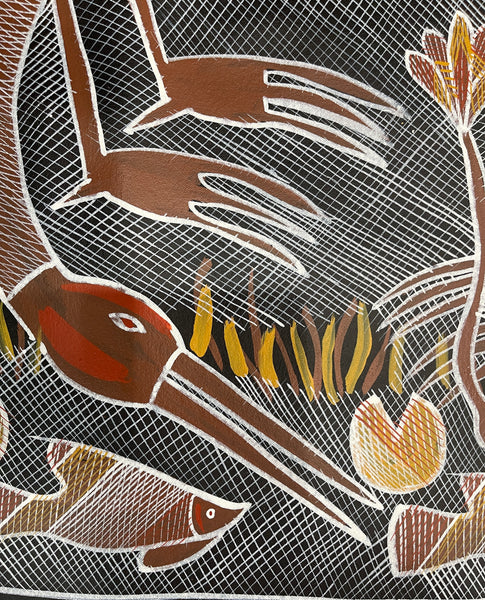 #55 Brolga Family - EDDIE BLITNER : Aboriginal Art : 98x72cm