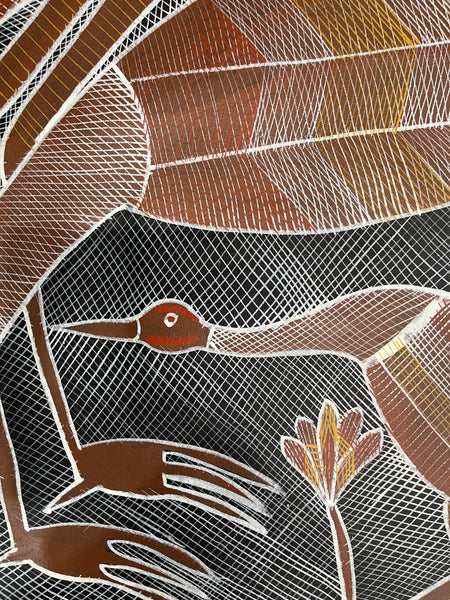 #55 Brolga Family - EDDIE BLITNER : Aboriginal Art : 98x72cm