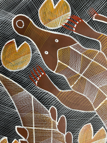 #76 Crocodile Friends - EDDIE BLITNER : Aboriginal Art : 98x72cm