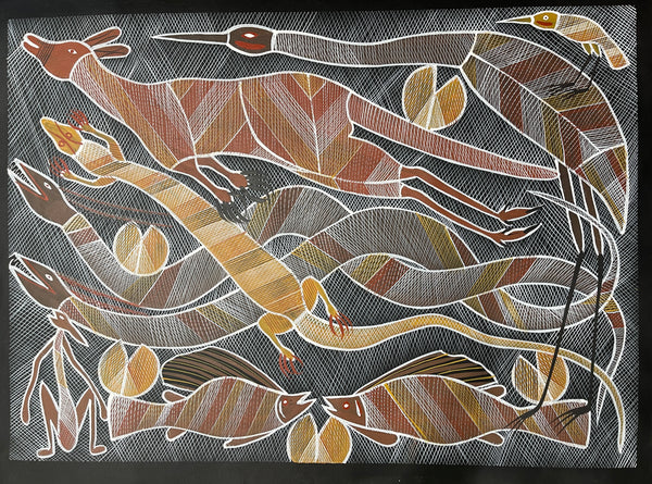 #79 Billabong Scene - EDDIE BLITNER : Aboriginal Art : 95x67cm