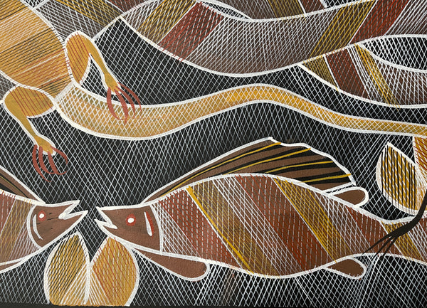 #79 Billabong Scene - EDDIE BLITNER : Aboriginal Art : 95x67cm