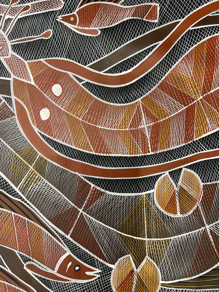 #103 Mermaid (Yawk Yawk) Dreaming  - EDDIE BLITNER : Aboriginal Art : 93x67cm