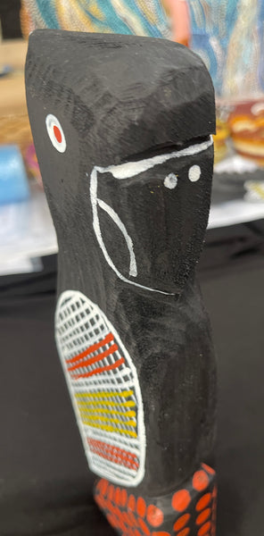 #219 Black Cockatoo Carving - KENNY REID: Aboriginal Art: 31x9x5cm