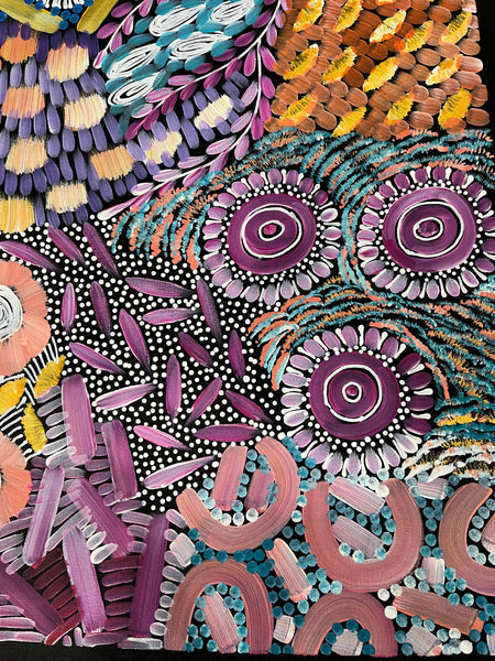 #121 Women's Ceremony (Multi) - KAREN BIRD NGALE Aboriginal Art:  89cm x 94cm