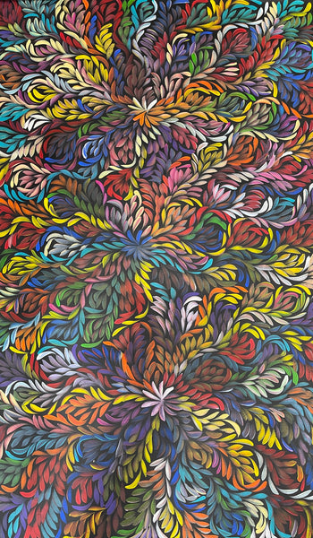 #9 Bush Medicine Leaves (Multi) - LOUISE NUMINA : Aboriginal Art: 95x148cm