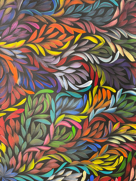 #9 Bush Medicine Leaves (Multi) - LOUISE NUMINA : Aboriginal Art: 95x148cm