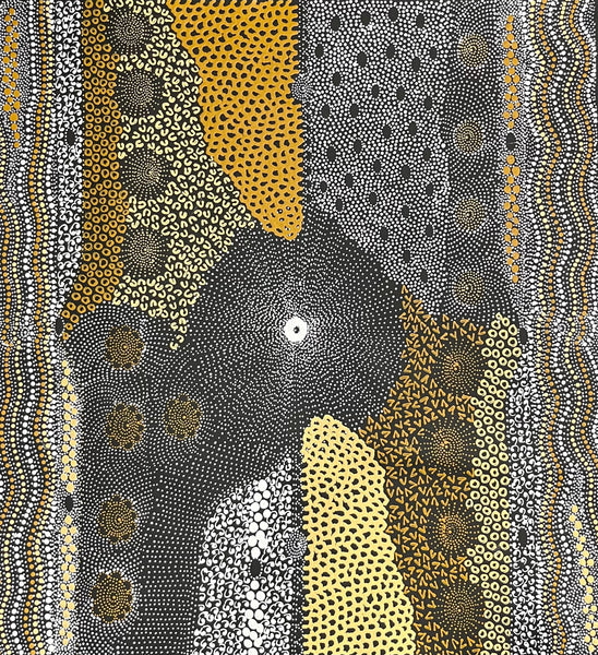 #354 Water Dreaming Ngapa (earth) - JANET LONG NAKAMARRA: Aboriginal Art:  88cm x 95cm