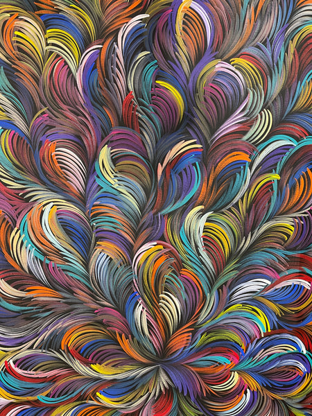 #16 Bush Medicine Leaves & Seeds (Rainbow/Multi) - SELINA NUMINA : Aboriginal Art: 76x196cm