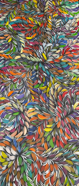 #85 Bush Medicine Leaves & Seeds (Rainbow/Multi) - SELINA NUMINA : Aboriginal Art: 86x196cm