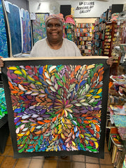 #283 LOUISE NUMINA- Bush Medicine Leaves (Multi) Aboriginal Art:  88cm x 96cm