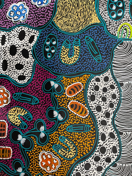 #166 My Country Women Collecting - LANITA NUMINA : Aboriginal Art: 91x152cm