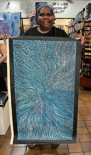226 Bush Medicine Seeds (Blue) - SHARON NUMINA Aboriginal Art:  58cm x 103cm