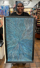 226 Bush Medicine Seeds (Blue) - SHARON NUMINA Aboriginal Art:  58cm x 103cm