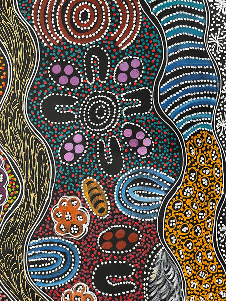 #145 My Country Women Collecting - LANITA NUMINA : Aboriginal Art: 83x143cm