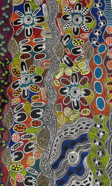 #129 My Country Women Collecting - LANITA NUMINA : Aboriginal Art: 94x152cm