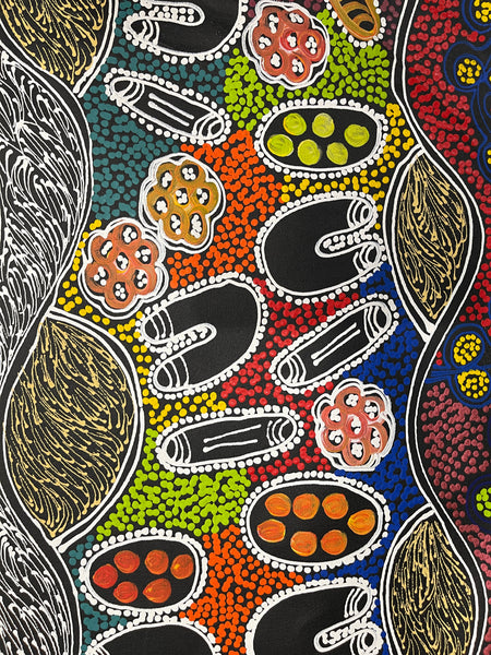 #129 My Country Women Collecting - LANITA NUMINA : Aboriginal Art: 94x152cm